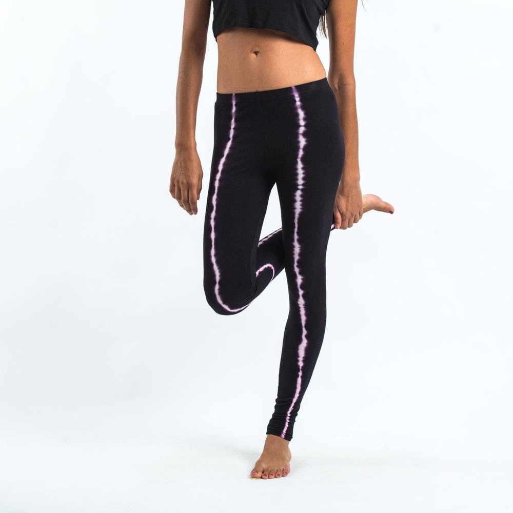 NWOT Tie Die Magenta Lightning Bolt Black Leggings